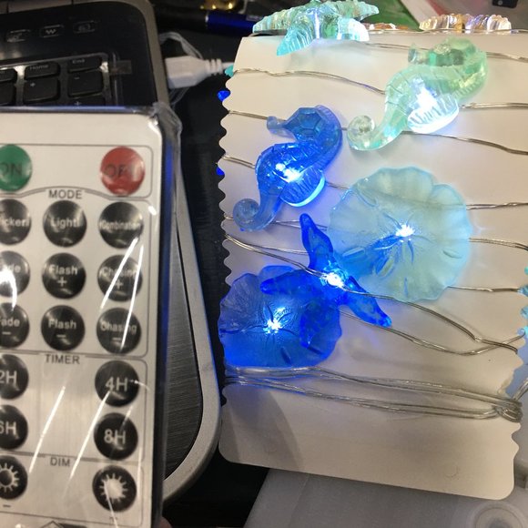 Seahorse, Nautical Sea Shell String Lights w/ Remote Control = NEW Box ba1 - Picture 2 of 5